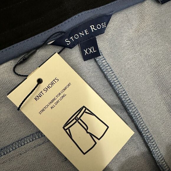 STONE ROSE Fleece Knit Shorts Blue Drawstring Waist Performance NWT - Picture 8 of 10